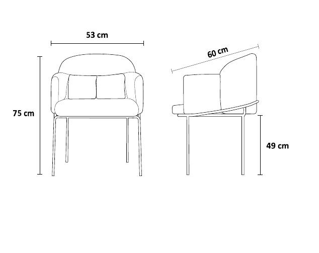 نقشه ابعاد صندلی مینگو | Mingo Chair dimensions