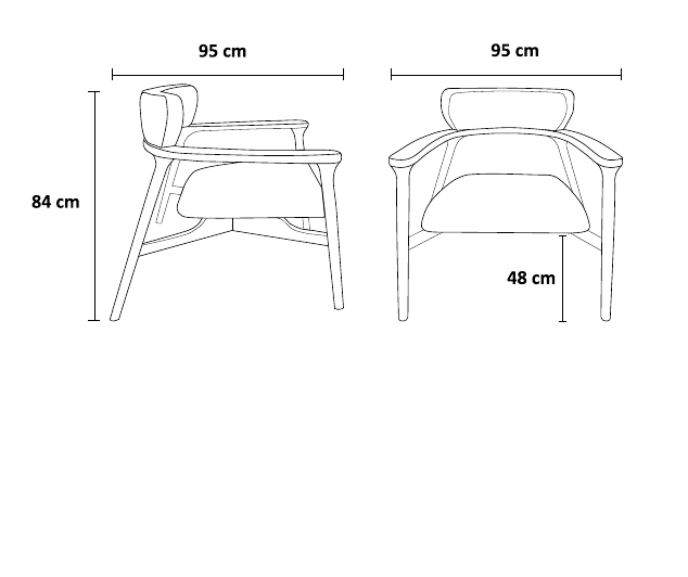 نقشه ابعاد صندلی راحتی ماژور | Major Lounge Chair dimensions