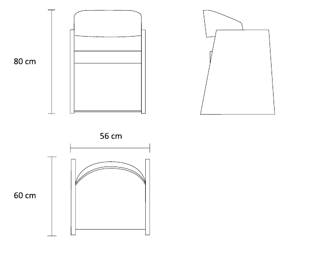 نقشه ابعاد صندلی پونته | Ponte Chair dimensions
