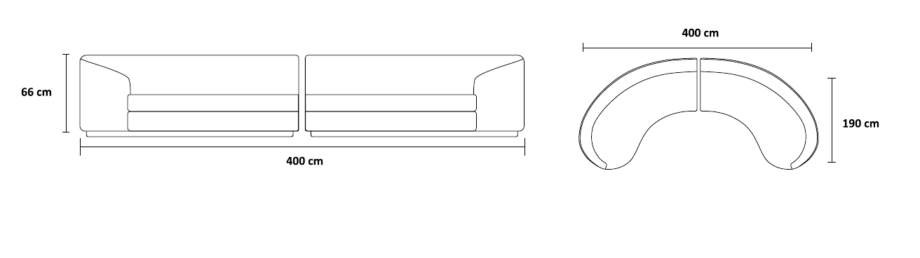 نقشه ابعاد مبل مون | Moon Sofa dimensions