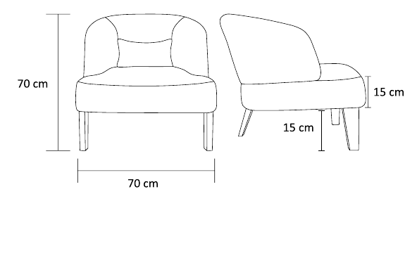 نقشه ابعاد مبل تک‌نفره امبریس | Embrace Armchair dimensions