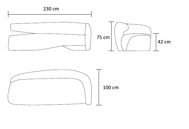 نقشه ابعاد مبل رها | Raha Sofa dimensions
