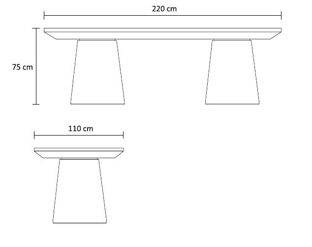 نقشه ابعاد میز غذاخوری اپکس | Apex Dining Table dimensions