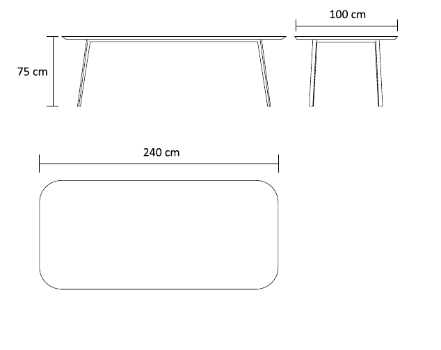 نقشه ابعاد میز غذاخوری نست | Nest Dining Table dimensions