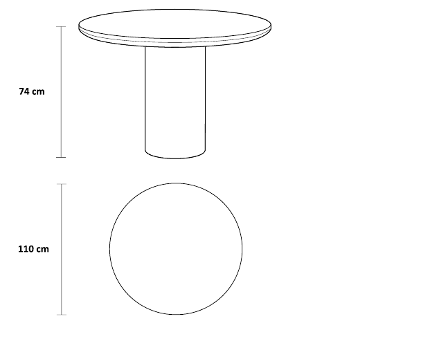 نقشه ابعاد میز غذاخوری سرکل | Circle Dining Table dimensions