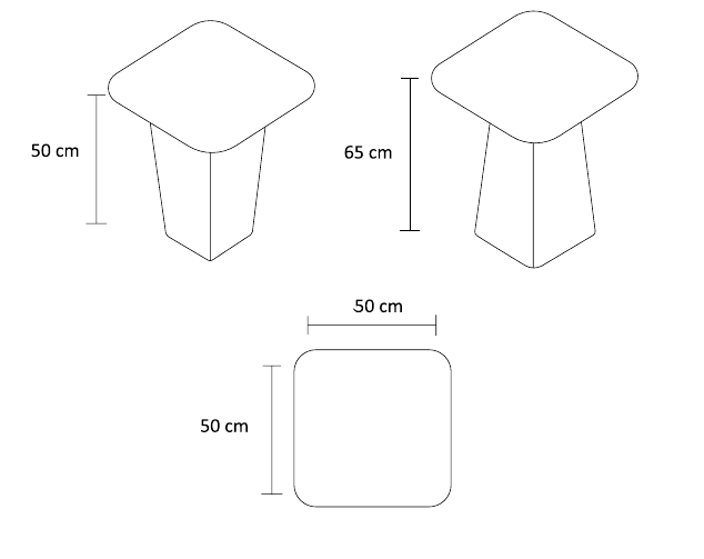 نقشه ابعاد میز کنارمبلی سانگ | Song Side Table dimensions