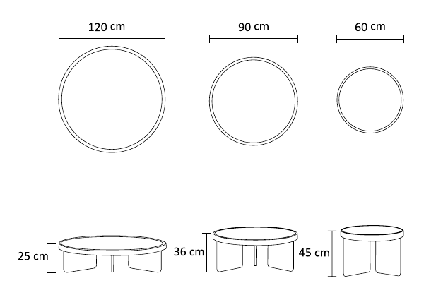 نقشه ابعاد میز جلومبلی لوور | Louver Coffee Table dimensions
