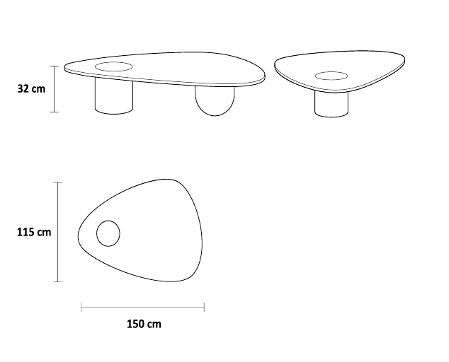 نقشه ابعاد میز دیپ | Deep table dimension drawing