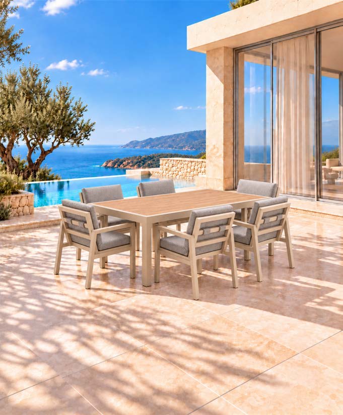 چیدمان ست غذاخوری فضای باز اممیز | Emmiz outdoor dining set arrangement
