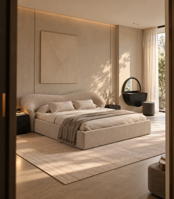 تخت سوآن در فضای اتاق خواب | Swan bed in a bedroom setting
